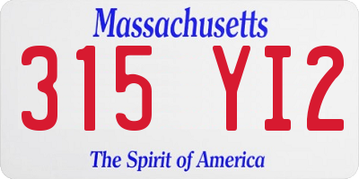 MA license plate 315YI2