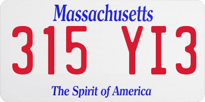 MA license plate 315YI3