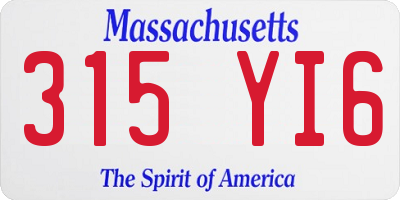 MA license plate 315YI6