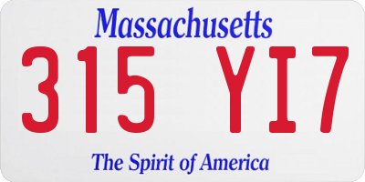 MA license plate 315YI7