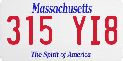 MA license plate 315YI8