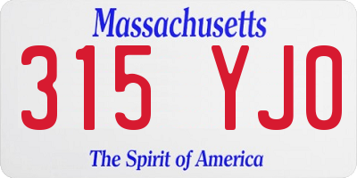 MA license plate 315YJ0