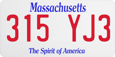 MA license plate 315YJ3