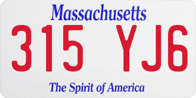 MA license plate 315YJ6