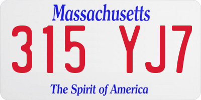 MA license plate 315YJ7