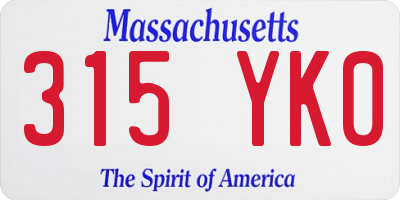 MA license plate 315YK0