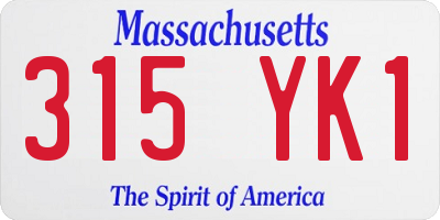 MA license plate 315YK1