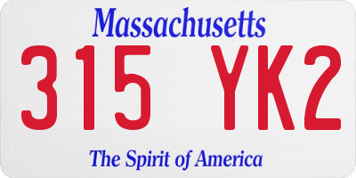 MA license plate 315YK2