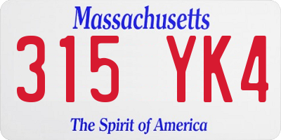 MA license plate 315YK4