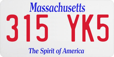 MA license plate 315YK5