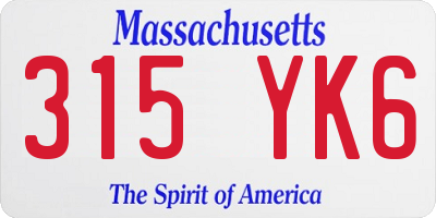 MA license plate 315YK6
