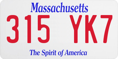 MA license plate 315YK7