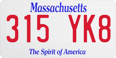 MA license plate 315YK8