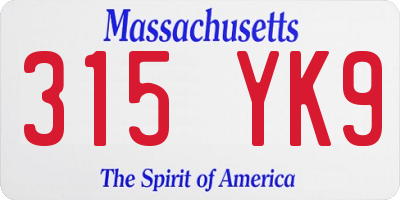 MA license plate 315YK9