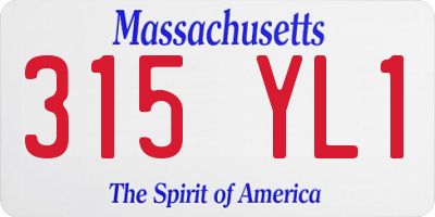 MA license plate 315YL1