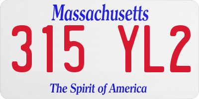 MA license plate 315YL2