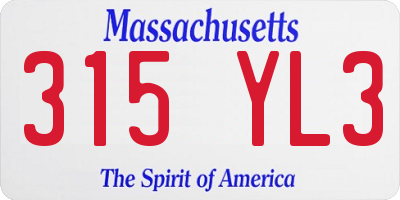 MA license plate 315YL3