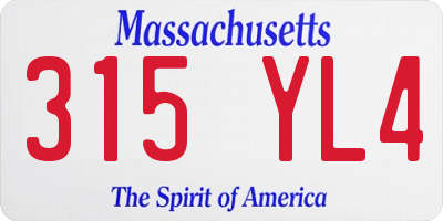 MA license plate 315YL4