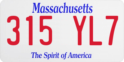 MA license plate 315YL7