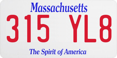 MA license plate 315YL8