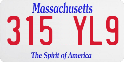 MA license plate 315YL9