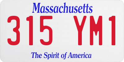 MA license plate 315YM1