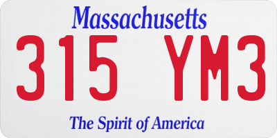 MA license plate 315YM3