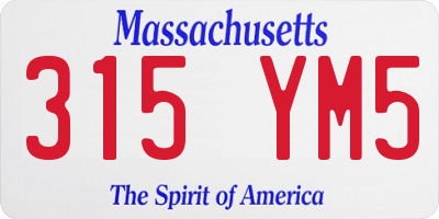 MA license plate 315YM5