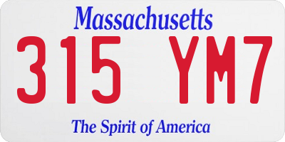 MA license plate 315YM7