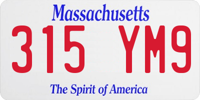 MA license plate 315YM9