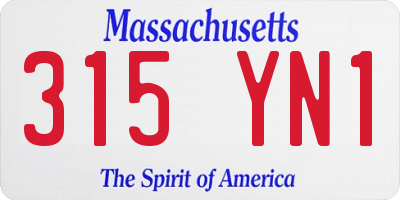 MA license plate 315YN1