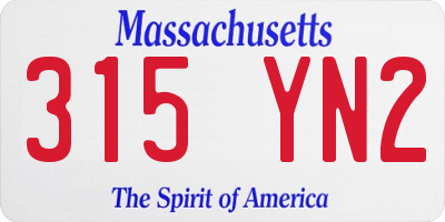 MA license plate 315YN2