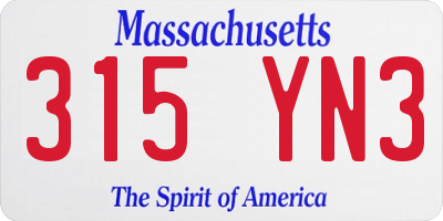 MA license plate 315YN3
