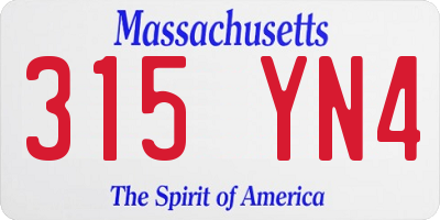 MA license plate 315YN4