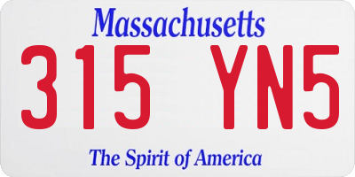 MA license plate 315YN5