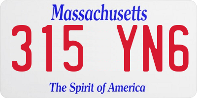 MA license plate 315YN6