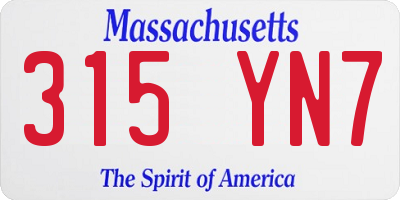 MA license plate 315YN7