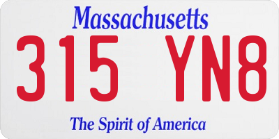 MA license plate 315YN8