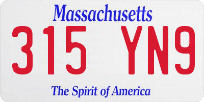MA license plate 315YN9