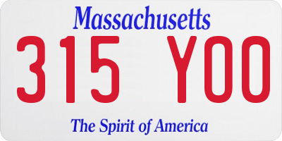 MA license plate 315YO0