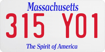 MA license plate 315YO1