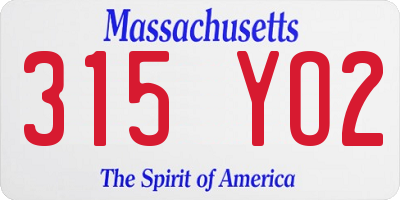MA license plate 315YO2