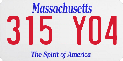 MA license plate 315YO4