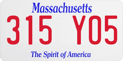 MA license plate 315YO5