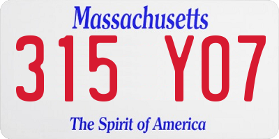 MA license plate 315YO7