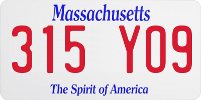 MA license plate 315YO9