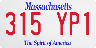 MA license plate 315YP1