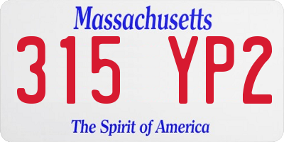 MA license plate 315YP2