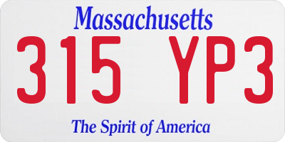 MA license plate 315YP3