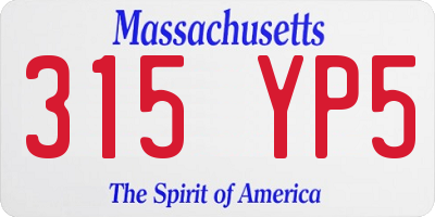 MA license plate 315YP5